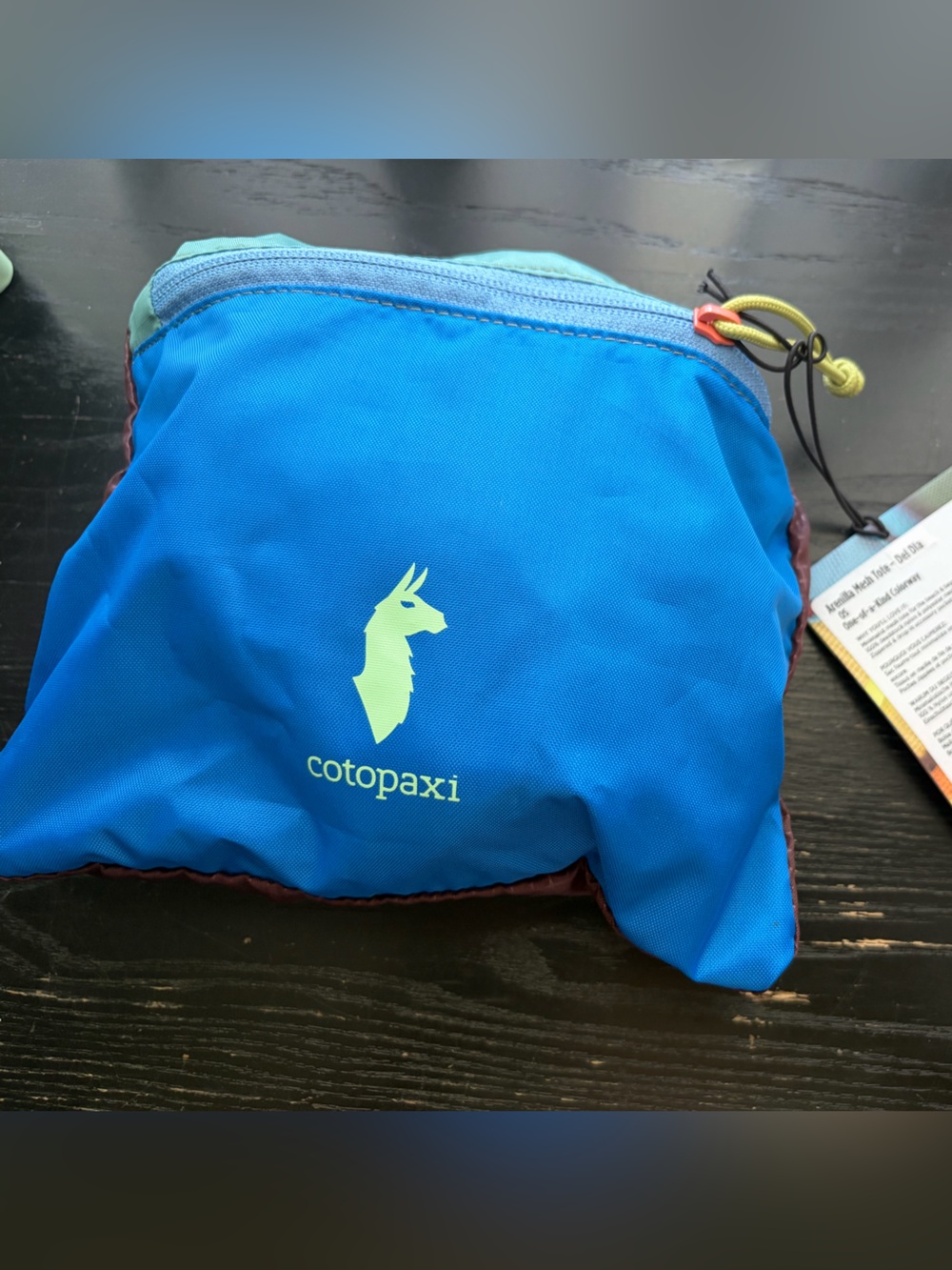 cotopaxi Arenilla del dia mesh tote - Bright Blue and Brown Tote w/ Orange trim - Picture 2 of 5